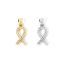 Picture of Eco-friendly Brass Charm Pendant Real Gold Plated Ribbon Clear Cubic Zirconia 20mm x 8mm