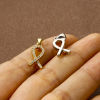 Picture of Eco-friendly Brass Charm Pendant Real Gold Plated Ribbon Clear Cubic Zirconia 20mm x 8mm