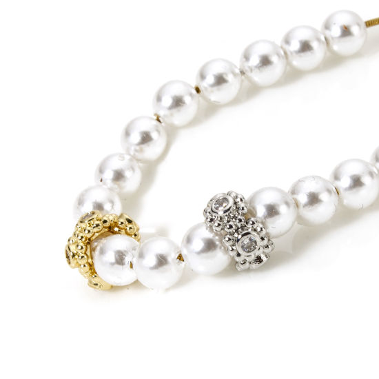 Image de 2 Pcs Perles d'Espacement Accessories pour DIY Fabrication de Bijoux de Bracelet Collection Végétale en Laiton Respectueux de la Nature Plaqué Or Véritable 18K Fleur Micro Pave à Zircone Cubique Clair 9mm Dia.