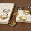 Picture of Eco-friendly Stylish Real Gold Plated Brass & Resin Open Rings For Women 16.9mm(US Size 6.5)