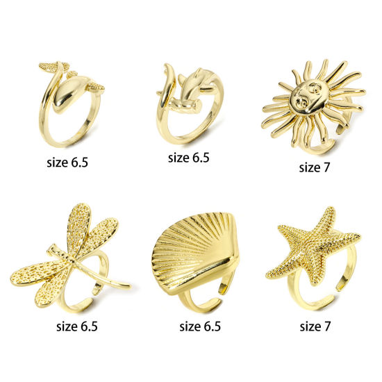 Picture of Eco-friendly Stylish 18K Real Gold Plated Brass Open Rings For Women