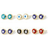 Picture of Eco-friendly Stylish Religious 18K Real Gold Plated Brass Evil Eye Enamel Ear Post Stud Earrings For Women Party 8mm Dia., Post/ Wire Size: 0.7mm