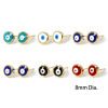 Picture of Eco-friendly Stylish Religious 18K Real Gold Plated Brass Evil Eye Enamel Ear Post Stud Earrings For Women Party 8mm Dia., Post/ Wire Size: 0.7mm