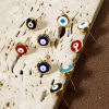 Picture of Eco-friendly Stylish Religious 18K Real Gold Plated Brass Evil Eye Enamel Ear Post Stud Earrings For Women Party 8mm Dia., Post/ Wire Size: 0.7mm