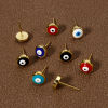 Picture of Eco-friendly Stylish Religious 18K Real Gold Plated Brass Evil Eye Enamel Ear Post Stud Earrings For Women Party 8mm Dia., Post/ Wire Size: 0.7mm