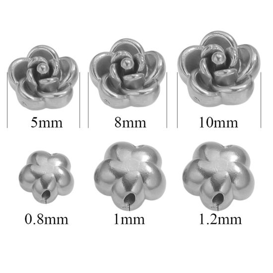 Image de 5 Pcs Perles pour DIY Fabrication de Bijoux en 304 Acier Inoxydable Respectueux de la Nature Rose 3D