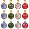 Picture of Eco-friendly 304 Stainless Steel & Glass Mini Charms Round 6.5mm x 10mm