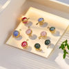 Picture of Eco-friendly 304 Stainless Steel & Glass Mini Charms Round 6.5mm x 10mm