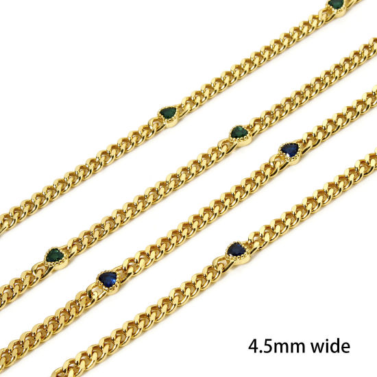 Bild von Umweltfreundlich Messing Panzerkette Kette Für handgefertigte Schmuckherstellung Herz 18K Echtgold plattiert 4.5mm