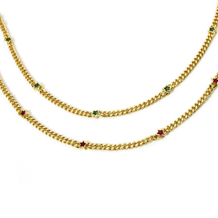 1 M Respetuoso del Medio Ambiente Latón Cadenas de Curb Para Accesorios Hechos a Mano para Hacer Joyas Estrellas de cinco puntos 18K Oro Real Chapado 4.5mm