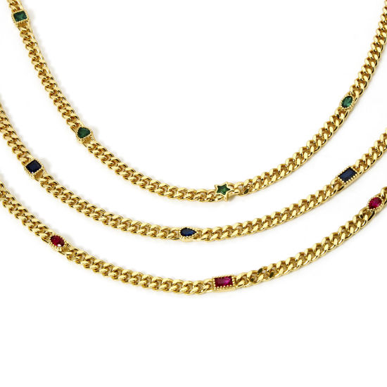 Picture of Eco-friendly Brass Curb Link Chain For Handmade DIY Jewelry Making Findings Geometric 18K Real Gold Plated 4.5mm