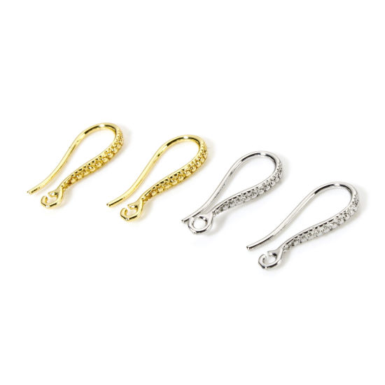 Immagine di 2 Pz Ecologico Ottone Orecchini con Ganci a Filo per Orecchio per Accessori per la Creazione di Gioielli Fai-da-te Vero Oro Placcato 16mm x 7mm, Posta / Filo Dimensione: 0.7mm