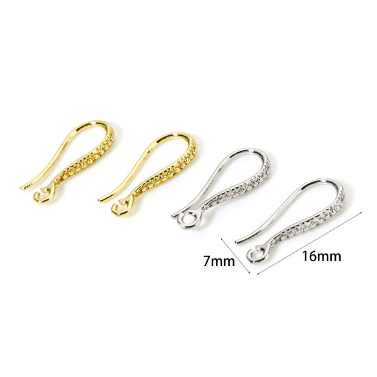 Immagine di 2 Pz Ecologico Ottone Orecchini con Ganci a Filo per Orecchio per Accessori per la Creazione di Gioielli Fai-da-te Vero Oro Placcato 16mm x 7mm, Posta / Filo Dimensione: 0.7mm