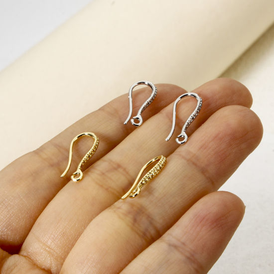Immagine di 2 Pz Ecologico Ottone Orecchini con Ganci a Filo per Orecchio per Accessori per la Creazione di Gioielli Fai-da-te Vero Oro Placcato 16mm x 7mm, Posta / Filo Dimensione: 0.7mm