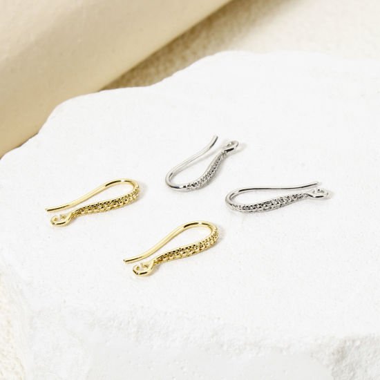 Immagine di 2 Pz Ecologico Ottone Orecchini con Ganci a Filo per Orecchio per Accessori per la Creazione di Gioielli Fai-da-te Vero Oro Placcato 16mm x 7mm, Posta / Filo Dimensione: 0.7mm