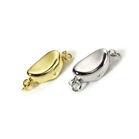 Eco-friendly Brass Push In Snap Lock Clasps Ingot Real Gold Plated 17.5mm x 8mm