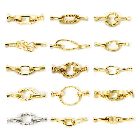 Eco-friendly Brass Fold Over Clasps Real Gold Plated