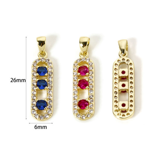 Picture of Eco-friendly Brass Charms 18K Real Gold Plated Oval Micro Pave 26mm x 6mm