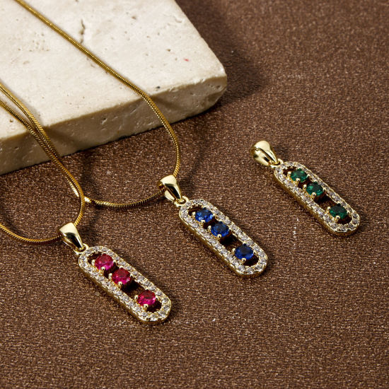 Picture of Eco-friendly Brass Charms 18K Real Gold Plated Oval Micro Pave 26mm x 6mm