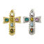 Picture of Eco-friendly Brass Religious Pendants Real Gold Plated Cross Micro Pave Multicolour Cubic Zirconia 7.5cm x 4.7cm
