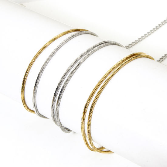 Immagine di 1 Pz Ecologico Elegante Elegante Multicolore 304 Acciaio Inossidabile Catena di Serpente Cavigliera Multistrato A Strati Per Donne Festa 22cm Lunghezza