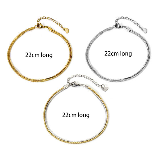 Immagine di 1 Pz Ecologico Elegante Elegante Multicolore 304 Acciaio Inossidabile Catena di Serpente Cavigliera Multistrato A Strati Per Donne Festa 22cm Lunghezza