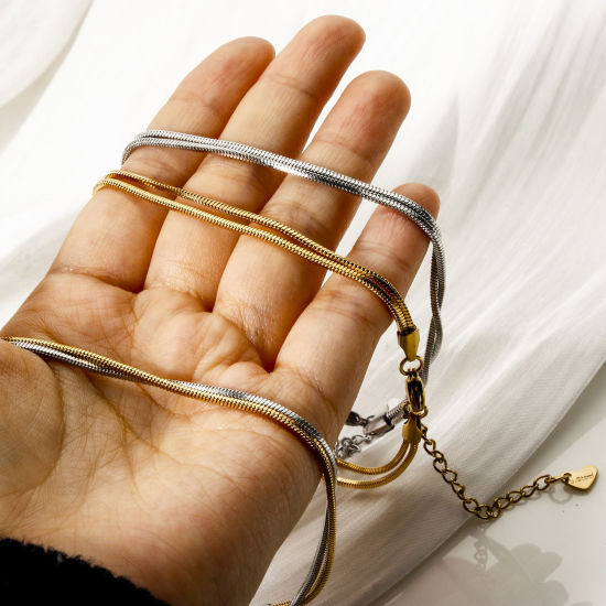 Immagine di 1 Pz Ecologico Elegante Elegante Multicolore 304 Acciaio Inossidabile Catena di Serpente Cavigliera Multistrato A Strati Per Donne Festa 22cm Lunghezza