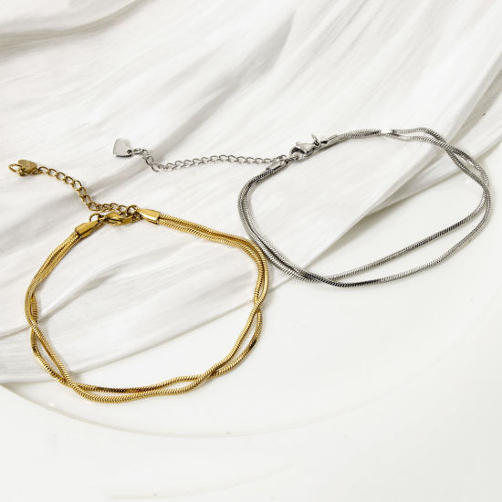 Immagine di 1 Pz Ecologico Elegante Elegante Multicolore 304 Acciaio Inossidabile Catena di Serpente Cavigliera Multistrato A Strati Per Donne Festa 22cm Lunghezza