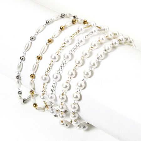 Eco-friendly Dainty Stylish Multicolor 304 Stainless Steel & Acrylic Handmade Link Chain Anklet For Women Party