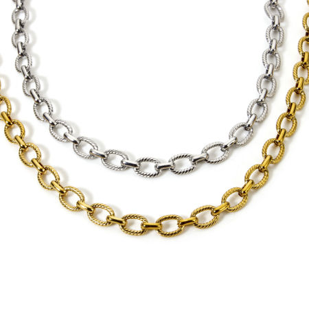 Eco-friendly Retro Multicolor 304 Stainless Steel Link Cable Chain Necklace For Women Party 40cm(15.7") long, Chain Size: 7mm