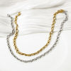 Picture of Eco-friendly Retro Multicolor 304 Stainless Steel Link Cable Chain Necklace For Women Party 40cm(15.7") long, Chain Size: 7mm