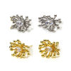Picture of Eco-friendly Stylish Exquisite Real Gold Plated Brass & Cubic Zirconia Flower Ear Post Stud Earrings For Women 19mm x 14mm, Post/ Wire Size: (21 gauge)