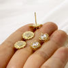 Picture of Eco-friendly Stylish Exquisite 18K Real Gold Plated Brass & Cubic Zirconia Ear Post Stud Earrings For Women