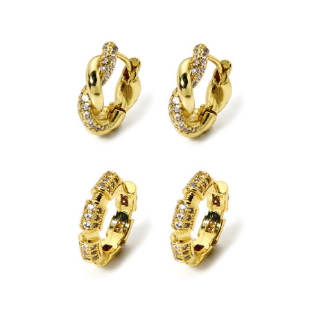 Eco-friendly Stylish 18K Real Gold Plated Brass & Cubic Zirconia Circle Ring Micro Pave Hoop Earrings For Women Party