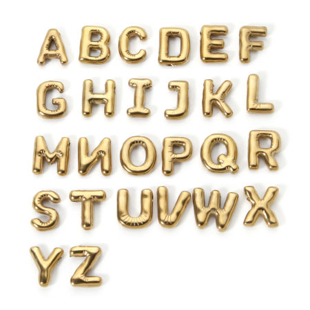 Eco-friendly Vacuum Plating 304 Stainless Steel Charms 18K Real Gold Plated Capital Alphabet Initial Letter Message " A-Z "