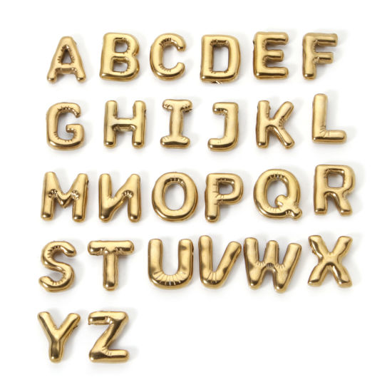 Imagen de 2 Unidades Enchapado al Vacío Ecológico 304 Acero Inoxidable Colgantes 18K Oro Real Chapado Letra Mayúscula Mensaje " A-Z "