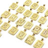 Image de 2 Pcs Pendentif Breloque Respectueux de la Nature en Laiton Plaqué Or Véritable 18K Rectangle Alphabet Initial/ Lettre Majuscule Message " A-Z " 27mm x 16mm