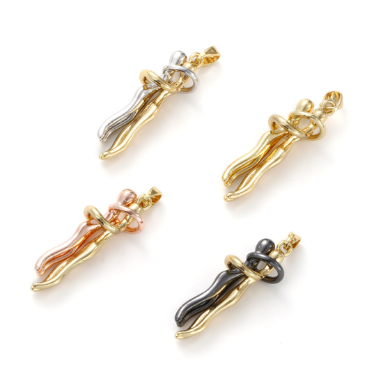 1 セット 真鍮 バレンタイン・デー ペンダント 18Kゴールドメッキ 恋人 取り外し可能 3.2cm x 1cm、 の画像