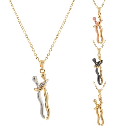 1 Pièce Collier à Pendentif Chaîne Maille Forçat La Saint Valentin en Laiton Hip Hop Multicolore Amoureux 3D Unisexe 46cm + 6cm long