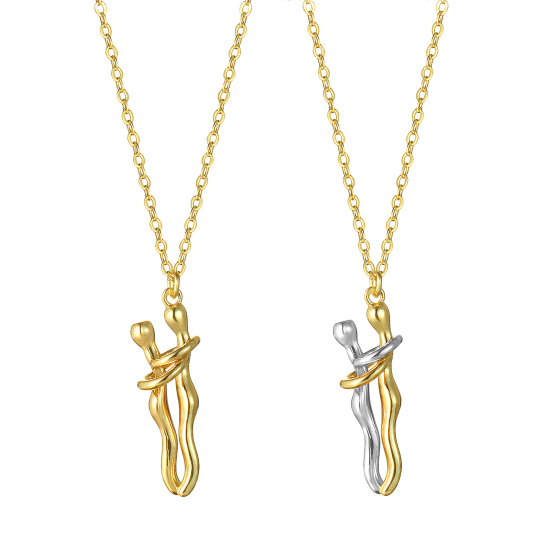 Picture of Hip Hop Valentine's Day Multicolor Brass Link Cable Chain Lovers 3D Pendant Charm Necklace Unisex 46cm(18.1") + 6cm(2.4") long