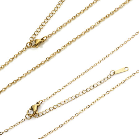 Picture of Wholesale Link Cable Chain Necklace, 18K Real Gold Plated 304 Stainless Steel, Unisex Eco-friendly PVD Vacuum Plating Simple & Casual Gift Jewelry For Retailer, 45cm(17.7") long, 5 PCs