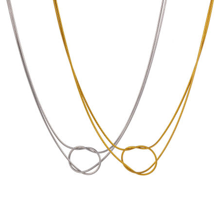 Eco-friendly Minimalist Elegant 304 Stainless Steel Snake Chain Knot Multilayer Choker Necklace For Women Gift