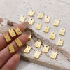 Picture of Vacuum Plating 304 Stainless Steel Mini Charms 18K Gold Plated Rectangle Capital Alphabet Initial Letter Message " A-Z " 10mm x 6mm