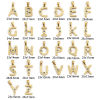 Picture of Eco-friendly PVD Vacuum Plating 304 Stainless Steel Charm Pendant 18K Gold Plated Capital Alphabet Initial Letter Message " A-Z " Blue Cubic Zirconia