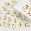 Picture of Eco-friendly PVD Vacuum Plating 304 Stainless Steel Charm Pendant 18K Gold Plated Capital Alphabet Initial Letter Message " A-Z " Blue Cubic Zirconia