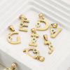 Picture of Eco-friendly PVD Vacuum Plating 304 Stainless Steel Charm Pendant 18K Gold Plated Capital Alphabet Initial Letter Message " A-Z " Blue Cubic Zirconia