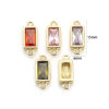 Picture of Brass & Glass Connectors Charms Pendants 18K Gold Plated Rectangle Faceted 15mm x 6mm