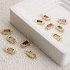 Picture of Brass & Glass Connectors Charms Pendants 18K Gold Plated Rectangle Faceted 15mm x 6mm