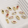 Picture of Brass & Glass Connectors Charms Pendants 18K Gold Plated Rectangle Faceted 15mm x 6mm