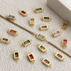 Picture of Brass & Glass Connectors Charms Pendants 18K Gold Plated Rectangle Faceted 15mm x 6mm